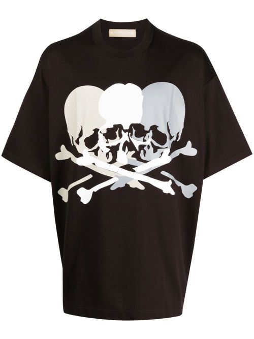 Skull-print cotton T-shirt - Brown