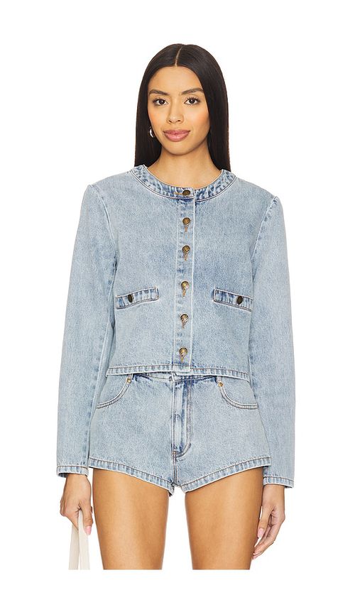 Amanda Uprichard LANGÄRMELIGES SHIRT TOP in Blue. Größe XL. Also in L, M