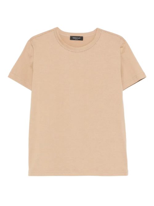 Cotton Round-Neck T-Shirt — Beige