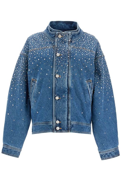 -Bomber In Denim Con Strass-Donna