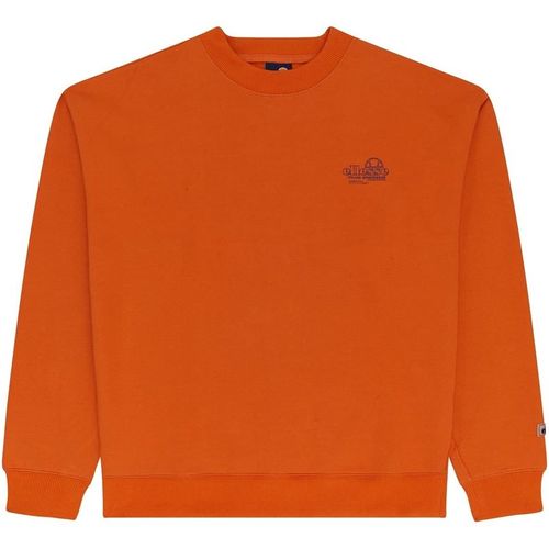 Ellesse Mens Text Graphic Crew Neck Ribbed Collar Long Sleeve Sweatshirt in Orange - Large