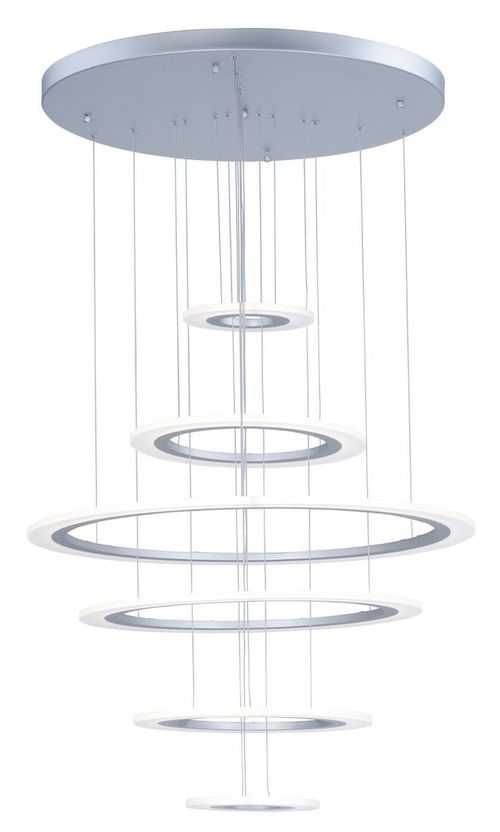 Saturn II LED 30" 6-Light Pendant in Matte Silver