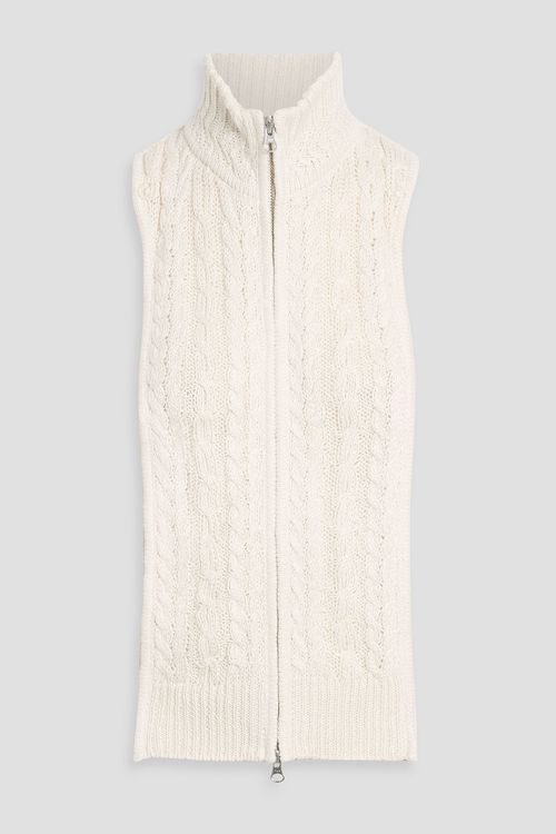 Zander cable-knit linen and silk-blend dickey - White - ONESIZE