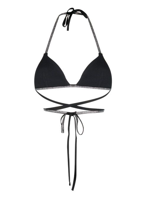 Rhinestone-embellished bikini top - Black