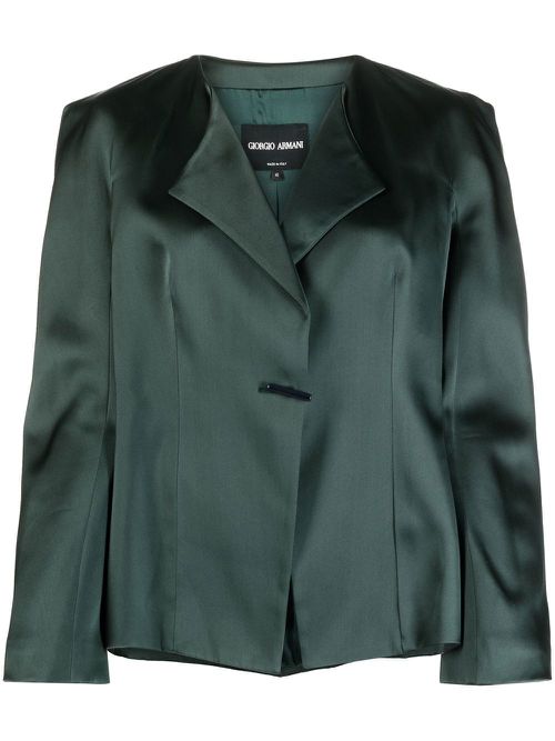 1990s silk single-breasted jacket - Green