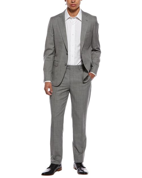 2Pc Wool-Blend Patro Suit With Flat Front Pant