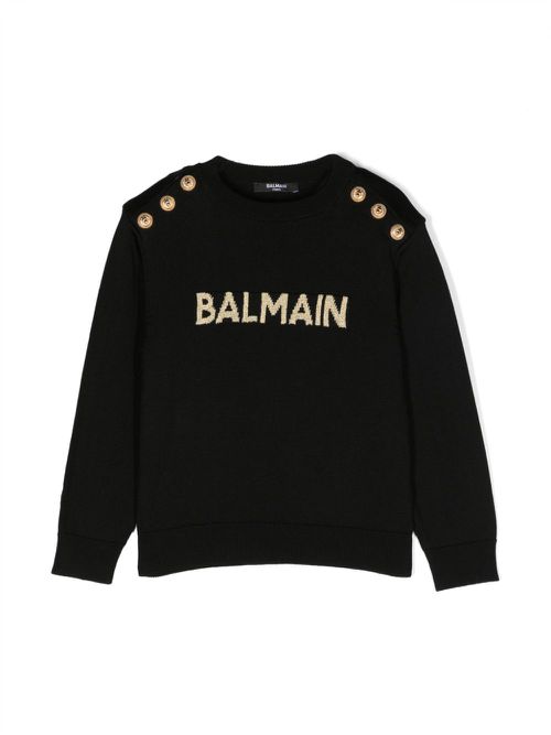 Logo-patch embossed-buttons jumper - Black