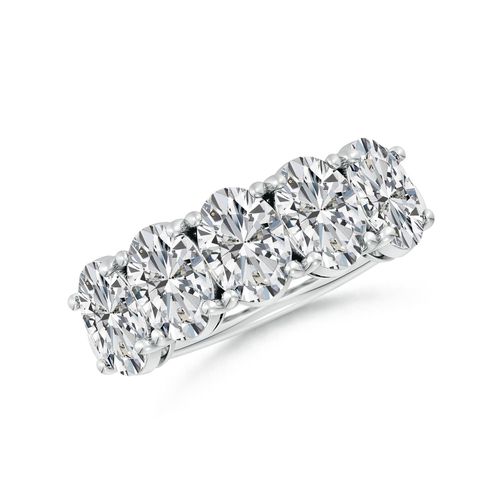 Angara 3.8 Carats Oval Diamond Five Stone Classic Anniversary Ring in Silver