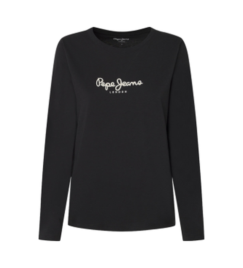 Pepe Jeans for woman. PL505947 T-shirt Fiore Ls black (XS), Casual, Long sleeve, Organic Cotton, Sustainable