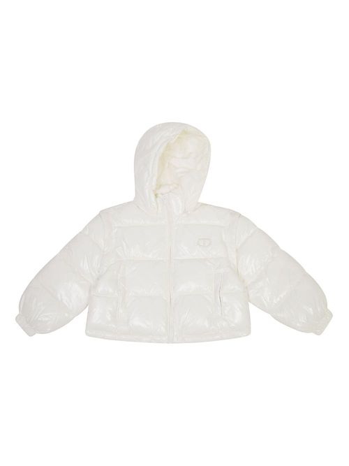 Logo-embroidered puffer jacket - White