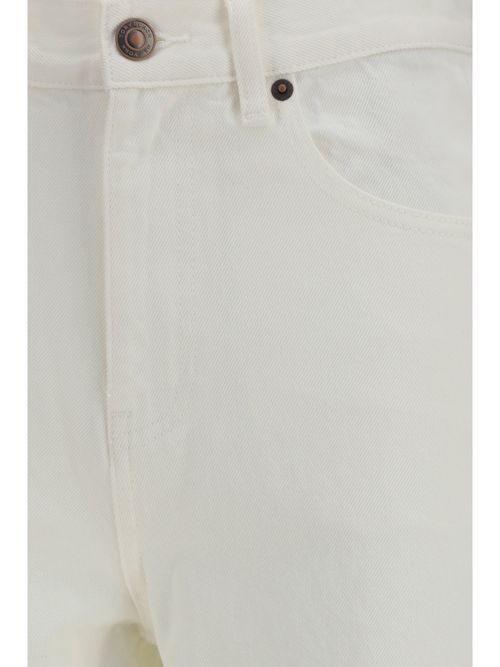 T Monogram Contrast Cuff Jeans — White