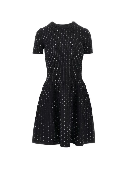 Polka-Dot Knit Dress — Black
