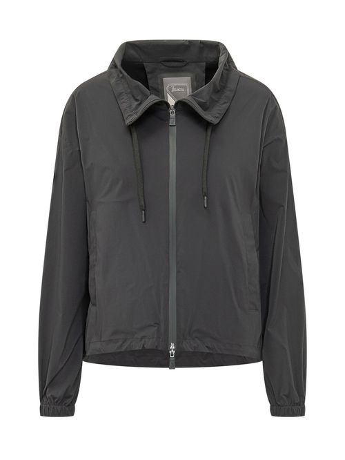 Black Solid Shirt Collar Jacket
