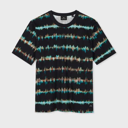 Black Organic Cotton 'Blurred Stripe' T-Shirt