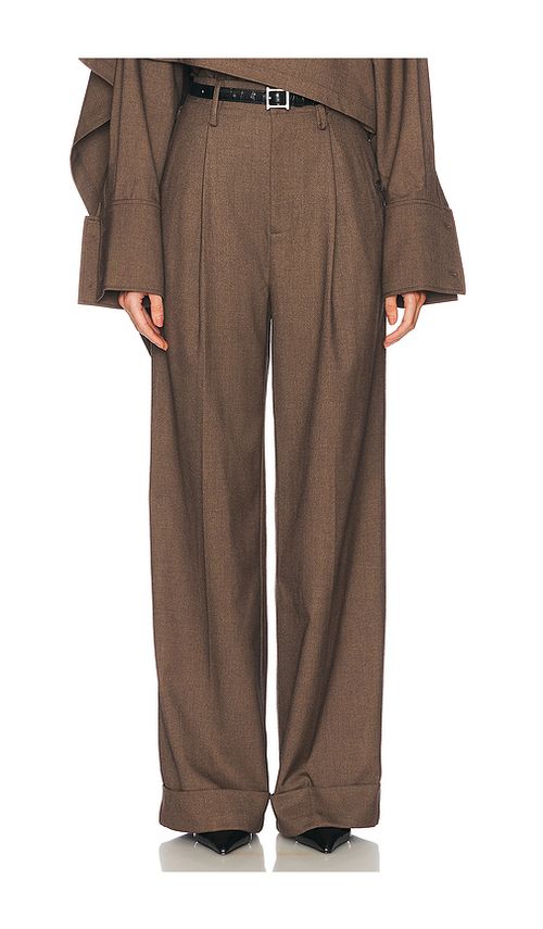 Helsa The Paperbag Trouser in Cocoa Melange. L also in M, S, XL