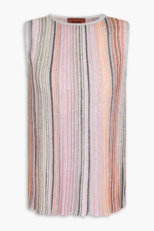 Missoni - Metallic ribbed-knit tank - Pink - IT 42