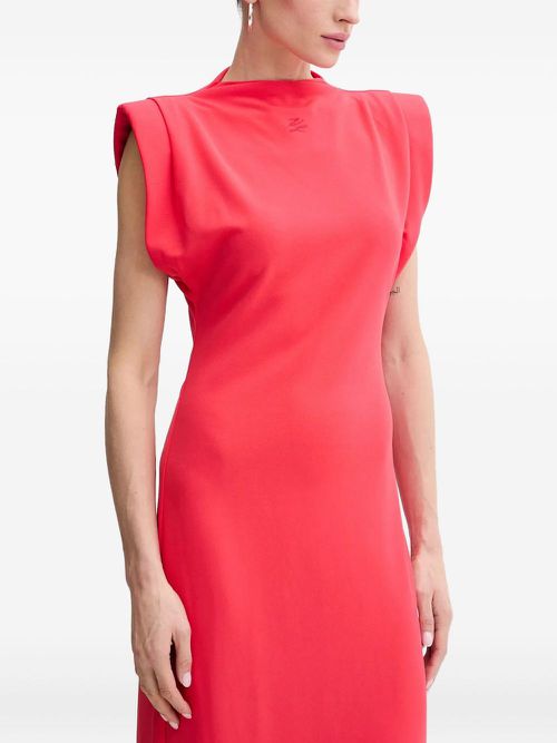 Padded-shoulder midi dress - Red