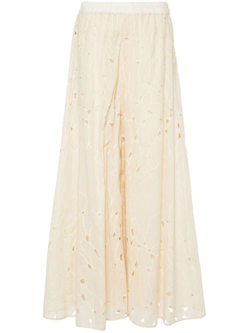 Cut-out detailed wide-leg trousers - Neutrals