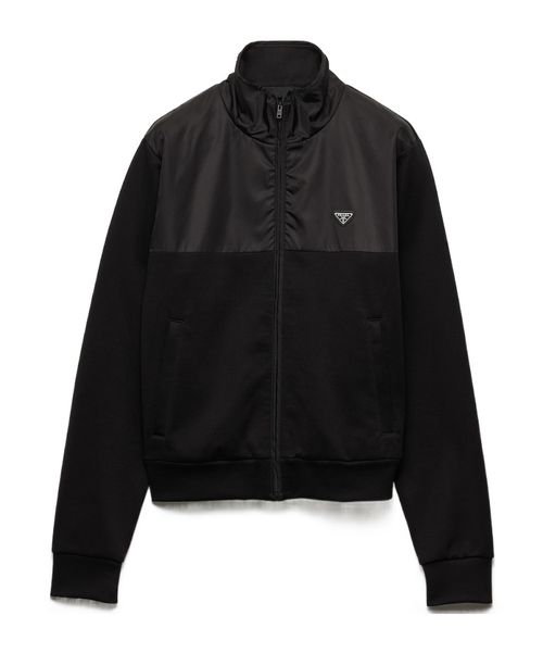 Cotton fleece zipper jacket with Re-Nylon details