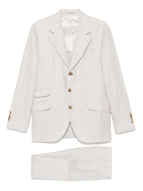Single-breast checked suit - Neutrals