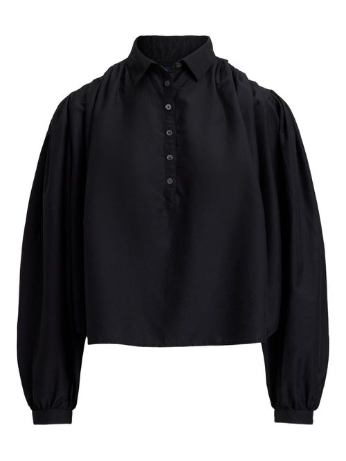 Puffed-sleeve button-up shirt - Black