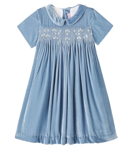 Marcita smocked velvet dress