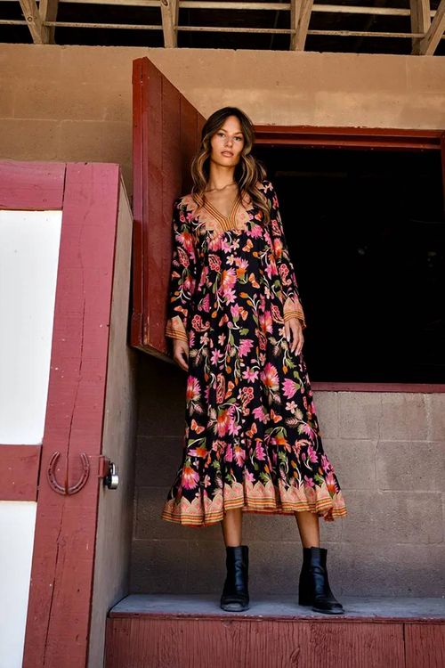 Raya Maxi Dress In Black Multi