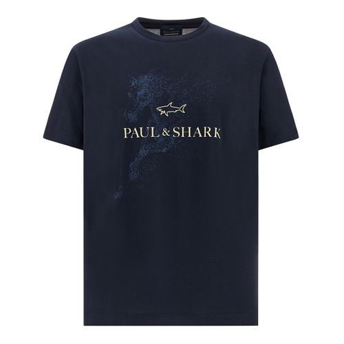 Cotton jersey T-shirt with Year of the Horse print, Man, Blue