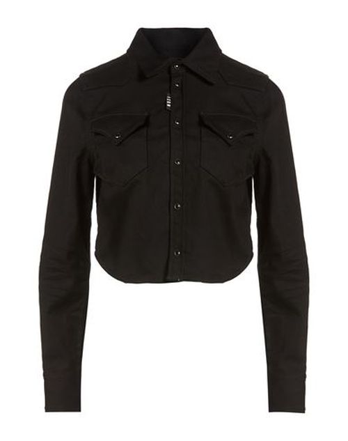 Icon Woman Denim shirt Black Size 0 Cotton, Elastane