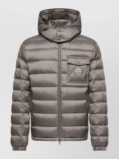 Moncler - hooded nylon silk coat chest pocket