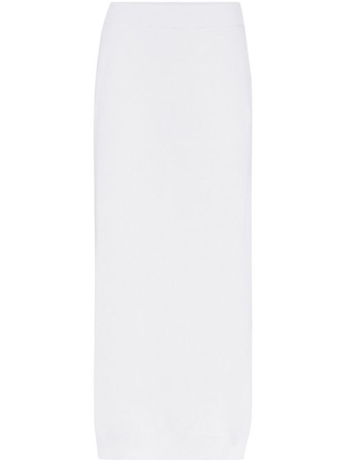High-waisted ribbed skirt - White