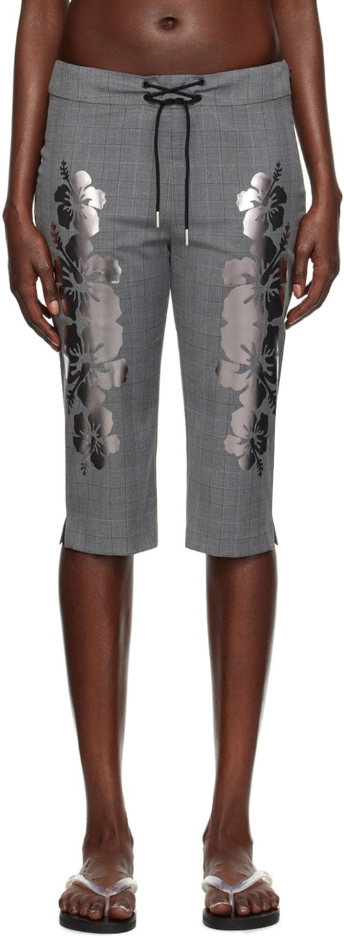 I'm Sorry by Petra Collins SSENSE Exclusive Gray Mimi Wade Edition Prince Wales Printed Shorts
