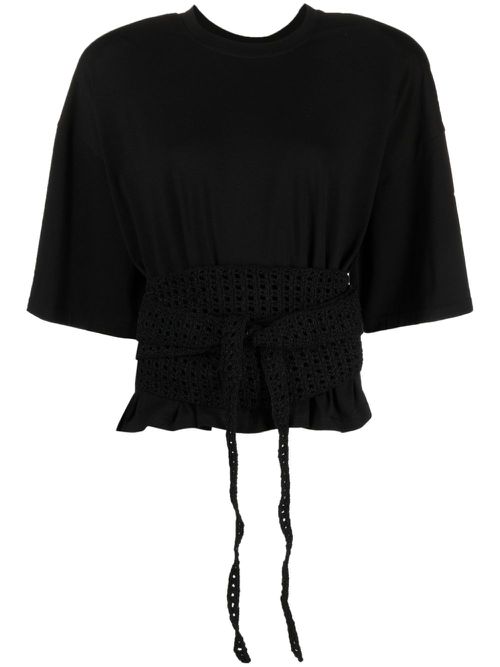 The Mannei 여성 Turso crochet-wrapping T-shirt - Black TURSO