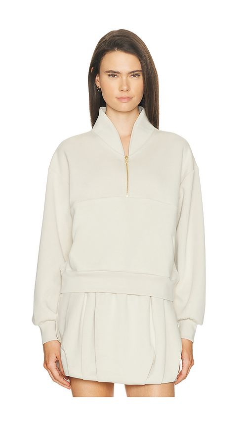 Gold Hinge Luxesoft Lounge Quarter Zip in Ivory. L. Also in M, S