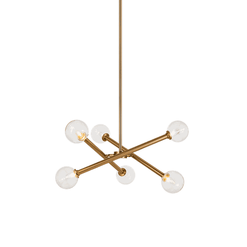 Aged Gold Brass Six Light Pendant from the Matchstix Collection