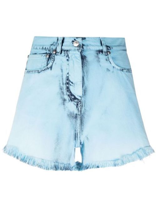 Distressed-effect denim shorts