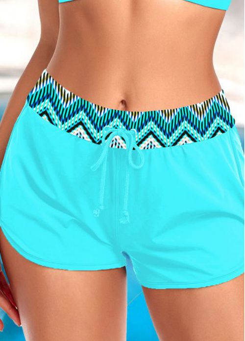 Modlily Plus Mid Waisted Geometric Print Swim Shorts - 3X