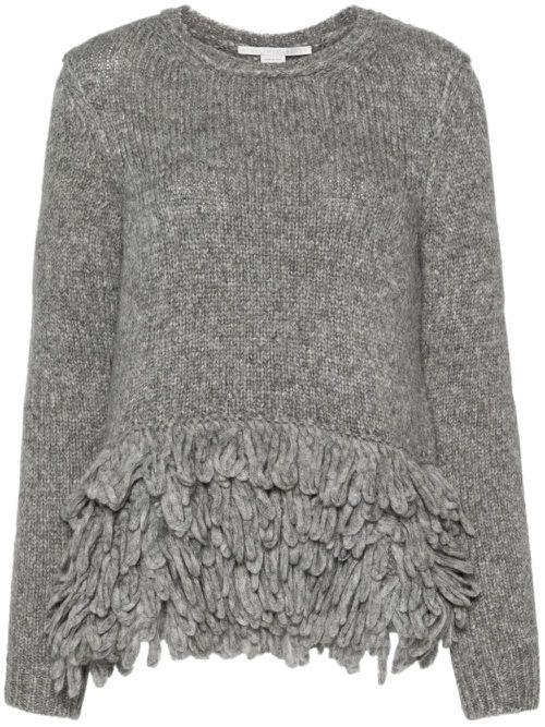 Fringed crew neck jumper - Grey