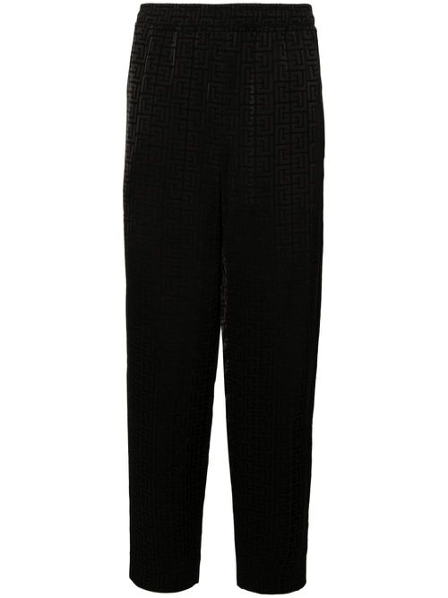 Monogram-jacquard satin trousers - Black
