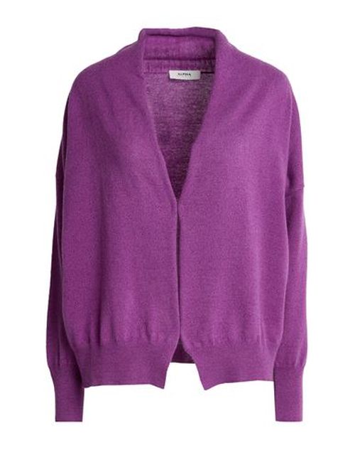 Woman Cardigan Purple Size 6 Wool, Cashmere