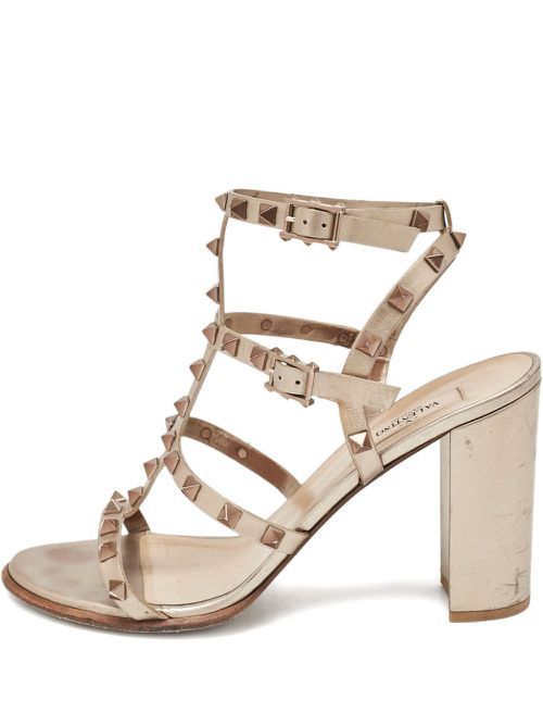 100mm Rockstud sandals - Gold