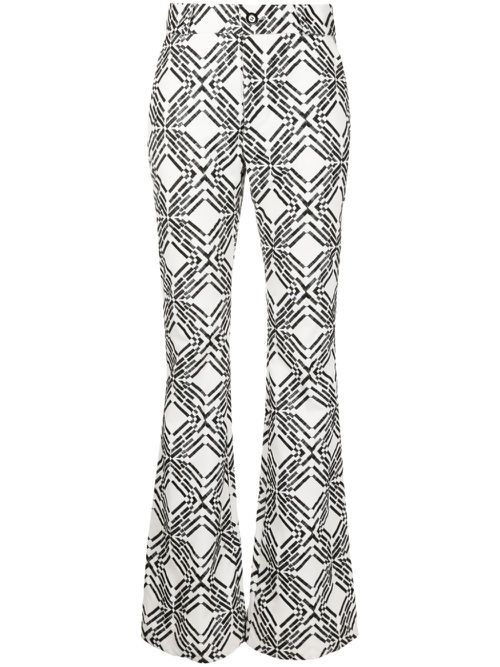 Angela geometric-pattern trousers - White