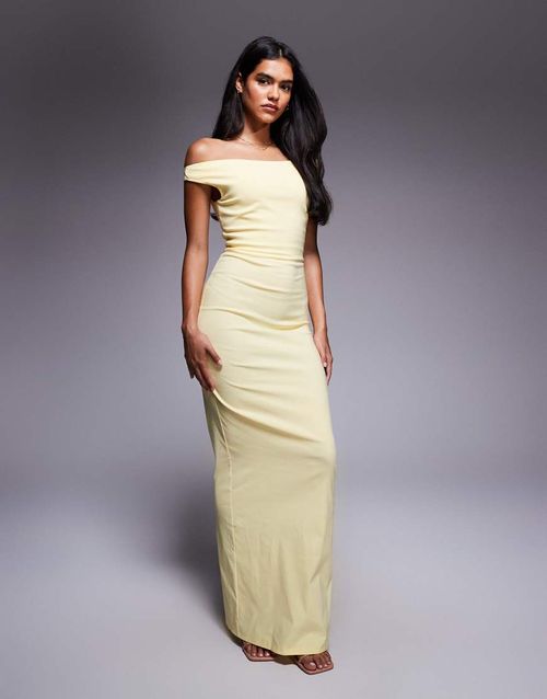 Bengaline off shoulder maxi dress in yellow