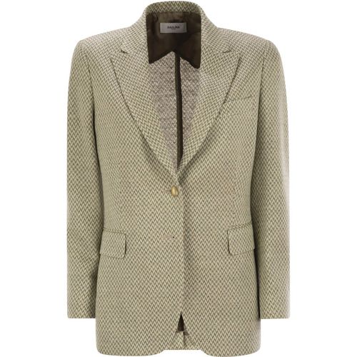 Saulina Angelica Herringbone Two Button Blazer
