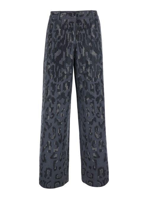 High-Waist Tech Polyester Trousers — Gray