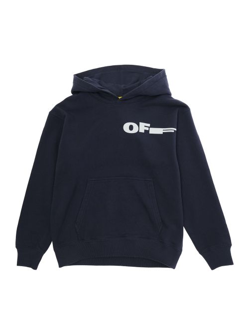 Blue Cotton Hoodie with Front and Back Logo for Kids Blu Sweatshirts - Kids