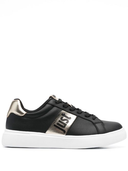 Logo metallic-stripe sneakers - Black