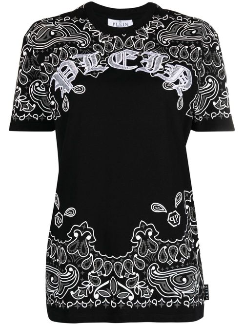 Paisley-print short -sleeve T-shirt - Black