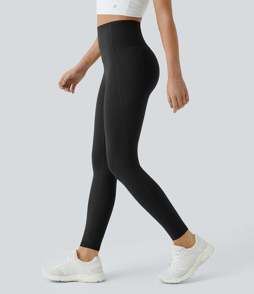 UltraSculpt™ SoCinched High Waisted Tummy Control Pocket Shaping Training Leggings  - Black