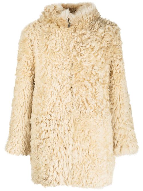 Faux-fur hooded coat - Brown